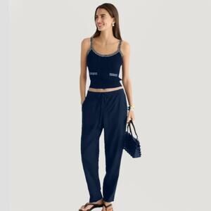 J. Crew Seaside Pant in Linen Blend Navy Size XXL Style